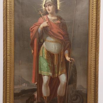 Icoana pe pânză a Sfântul Mare Mucenic Gheorghe pictată de Gheorghe Tattarescu