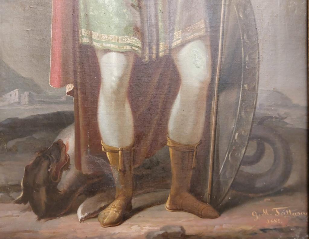 Icoana pe pânză a Sfântul Mare Mucenic Gheorghe pictată de Gheorghe Tattarescu