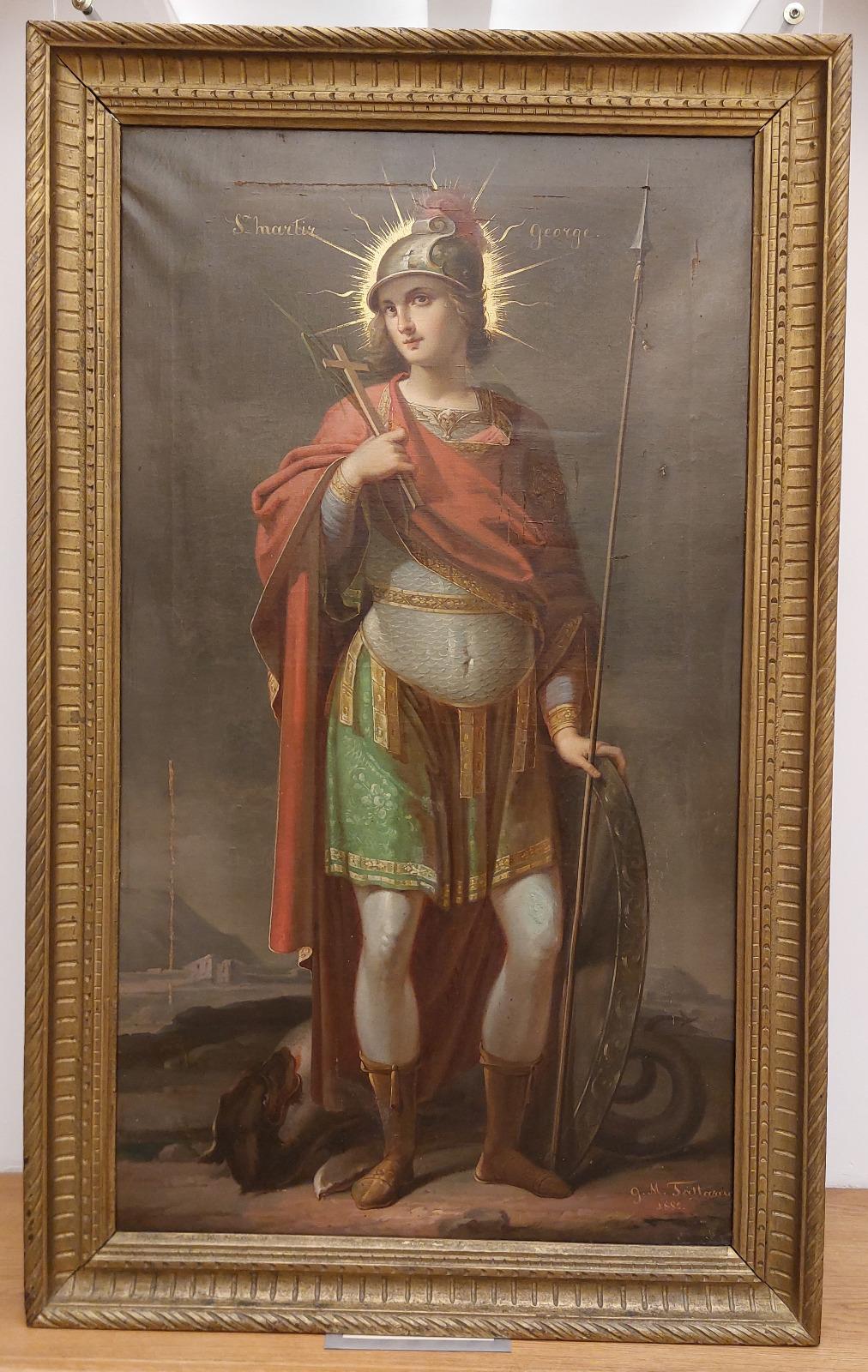 Icoana pe pânză a Sfântul Mare Mucenic Gheorghe pictată de Gheorghe Tattarescu