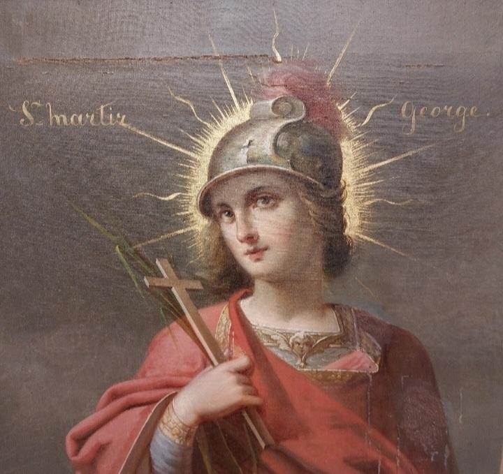 Icoana pe pânză a Sfântul Mare Mucenic Gheorghe pictată de Gheorghe Tattarescu